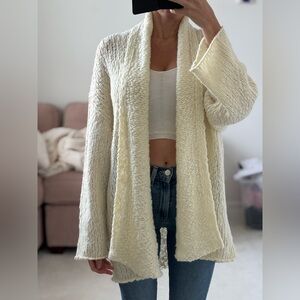 Aritzia The Group Cozy Cream wool Open-Front Sweater s